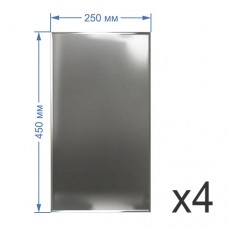 Зеркальная плитка 25x45 см  (4шт.) с част. фацетом 5 мм (прямоугольник)